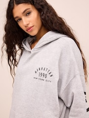 Grey Oversized Relaxed Fit Back Graphic Slogan Longline Hoodie - Image 5 of 5