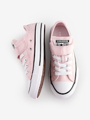 Converse Pink Chuck Taylor Glitter 1V Junior Trainers - Image 6 of 9