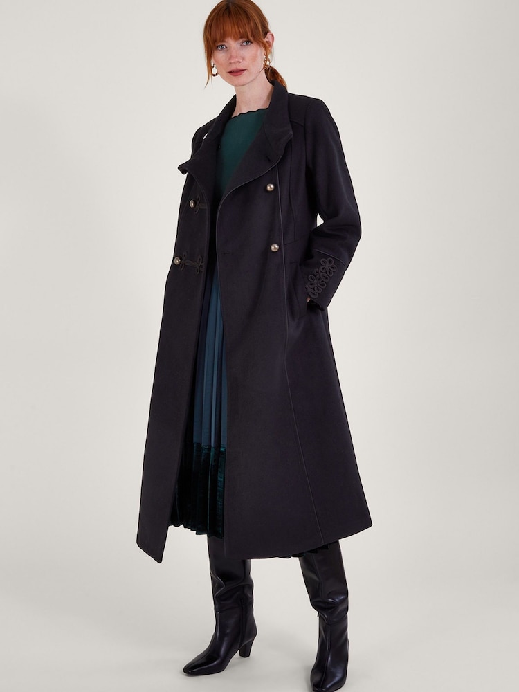 Monsoon Black Mya Military Coat - Image 1 of 4