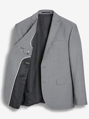 Light Grey Regular Fit Signature Tollegno Italian Wool Suit Jacket - Image 8 of 10