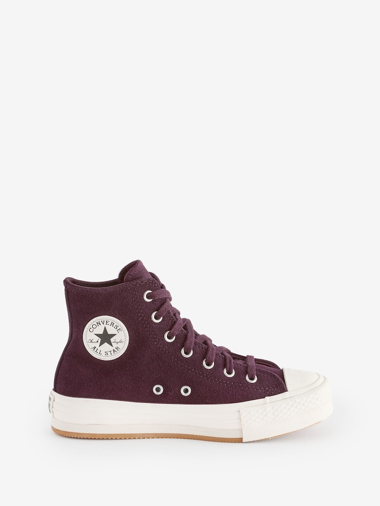 Converse Pink Burgundy Suede Lift Trainers - Image 1 of 11