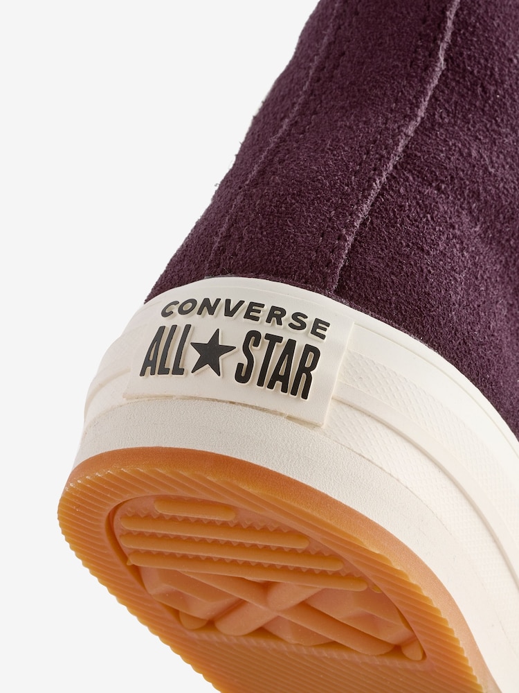 Bordowe zamszowe buty sportowe Converse Sawyer na platformie - Image 10 of 11