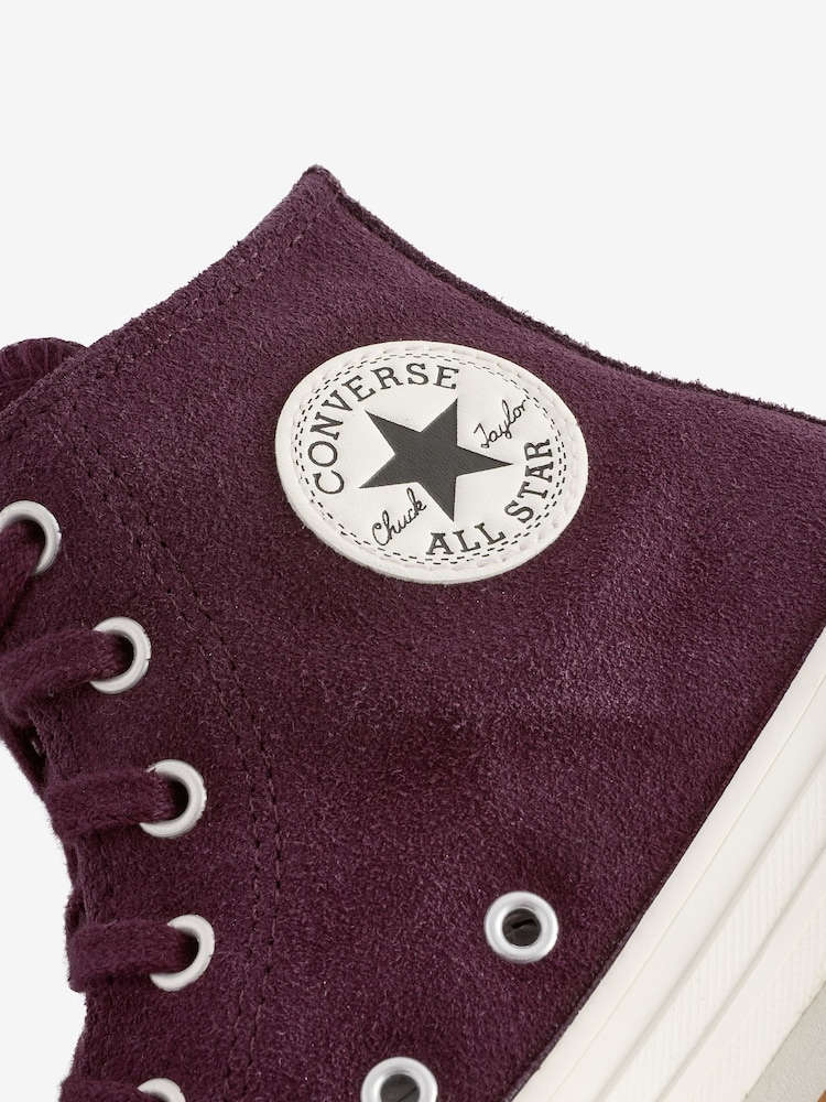Converse Pink Burgundy Suede Lift Trainers - Image 11 of 11