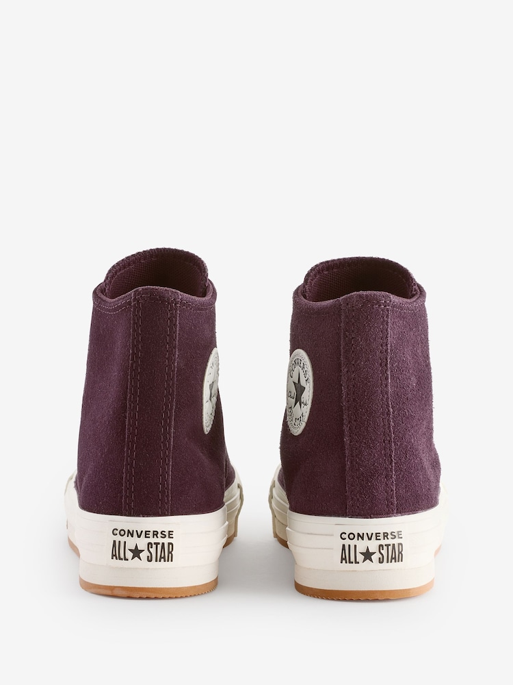 Bordowe zamszowe buty sportowe Converse Sawyer na platformie - Image 4 of 11