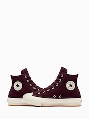 Converse Pink Burgundy Suede Lift Trainers - Image 5 of 11