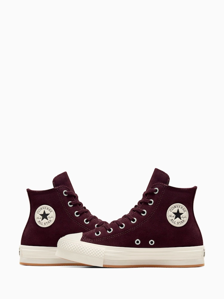 Bordowe zamszowe buty sportowe Converse Sawyer na platformie - Image 5 of 11