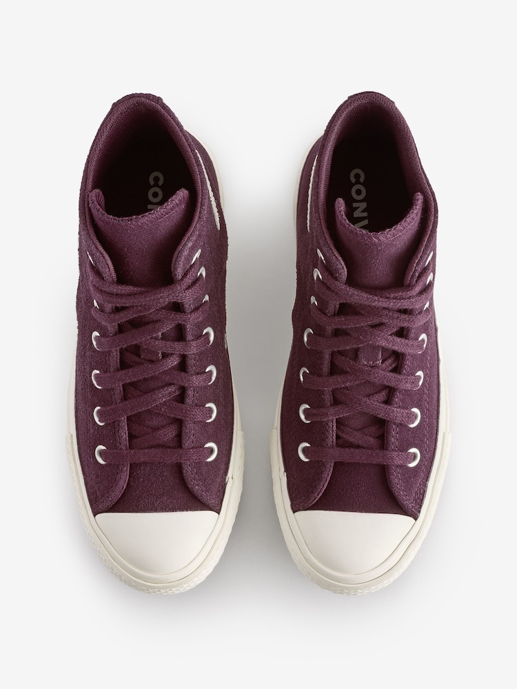 Bordowe zamszowe buty sportowe Converse Sawyer na platformie - Image 6 of 11