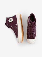 Converse Pink Burgundy Suede Lift Trainers - Image 7 of 11