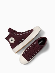 Converse Pink Burgundy Suede Lift Trainers - Image 8 of 11