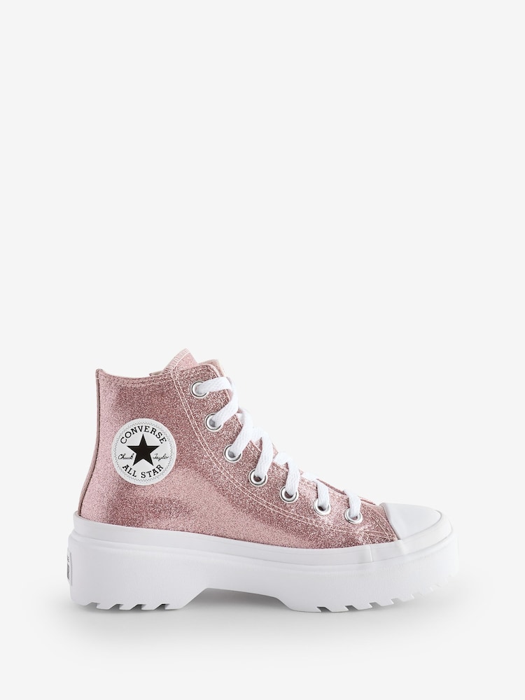 Converse Pink Junior Chuck Taylor Gliiter Lugged Lift Boots