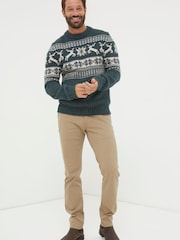 FatFace Green Mens Family Christmas Jumper - Image 4 of 6