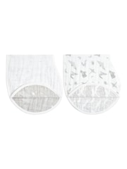 aden + anais White Organic Cotton Muslin Burpy Bibs 2 Pack - Image 1 of 3