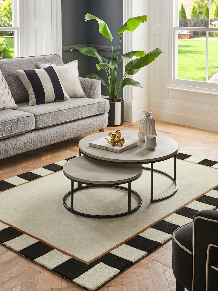 Monochrome Paloma Stripe Border Rug - Image 2 of 11