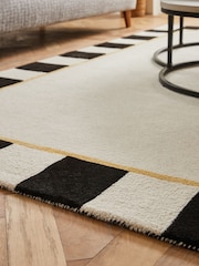 Monochrome Paloma Stripe Border Rug - Image 4 of 11
