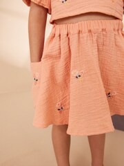 Peach Pink 100% Cotton Top & Skirt Set (3mths-7yrs) - Image 4 of 7