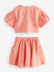 Peach Pink 100% Cotton Top & Skirt Set (3mths-7yrs) - Image 6 of 7