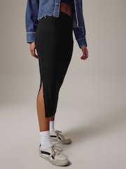 Black Jersey Midi Skirt - Image 3 of 6