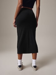 Black Jersey Midi Skirt - Image 4 of 6