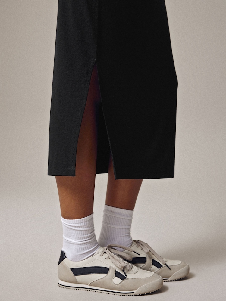 Black Jersey Midi Skirt - Image 5 of 6