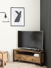 Dark Bronx Chevron Oak Effect Up to 46 inch Corner Slim TV Unit - Image 1 of 11