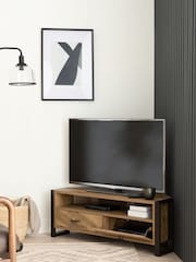 Dark Bronx Chevron Oak Effect Up to 46 inch Corner Slim TV Unit - Image 3 of 11