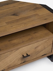 Dark Bronx Chevron Oak Effect Up to 46 inch Corner Slim TV Unit - Image 4 of 11