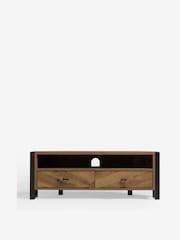 Dark Bronx Chevron Oak Effect Up to 46 inch Corner Slim TV Unit - Image 6 of 11