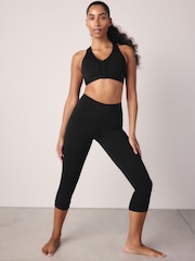 Schwarz - Next Active Sports Lange, figurformende Leggings mit hohem Bund, Dry Tech, für einen flachen Bauch - Image 1 of 9