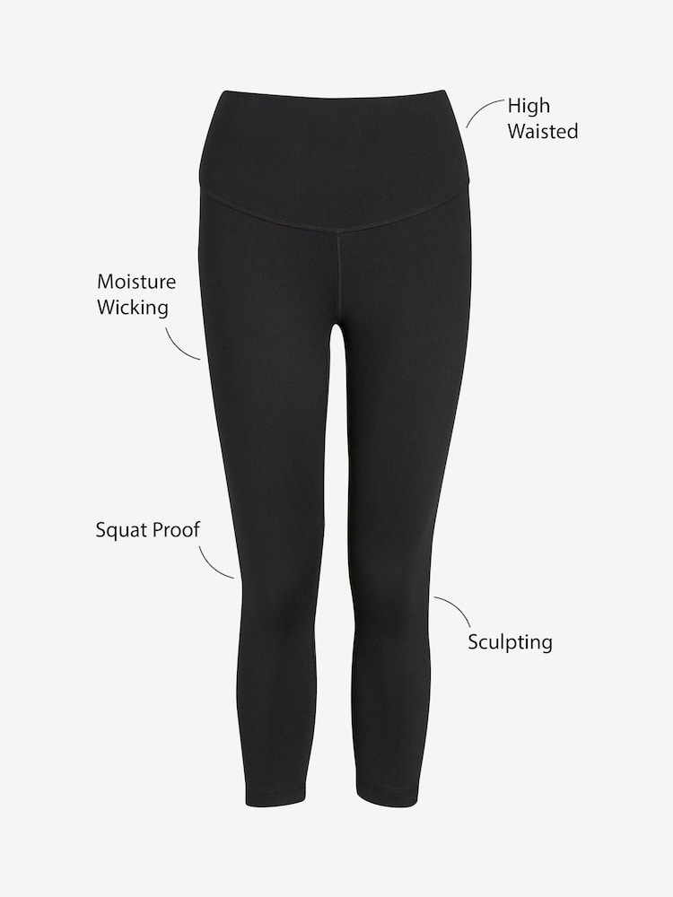 Schwarz - Next Active Sports Lange, figurformende Leggings mit hohem Bund, Dry Tech, für einen flachen Bauch - Image 9 of 9