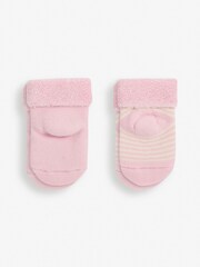 JoJo Maman Bébé Pastel Pink Mouse 2-Pack Baby Socks - Image 2 of 2