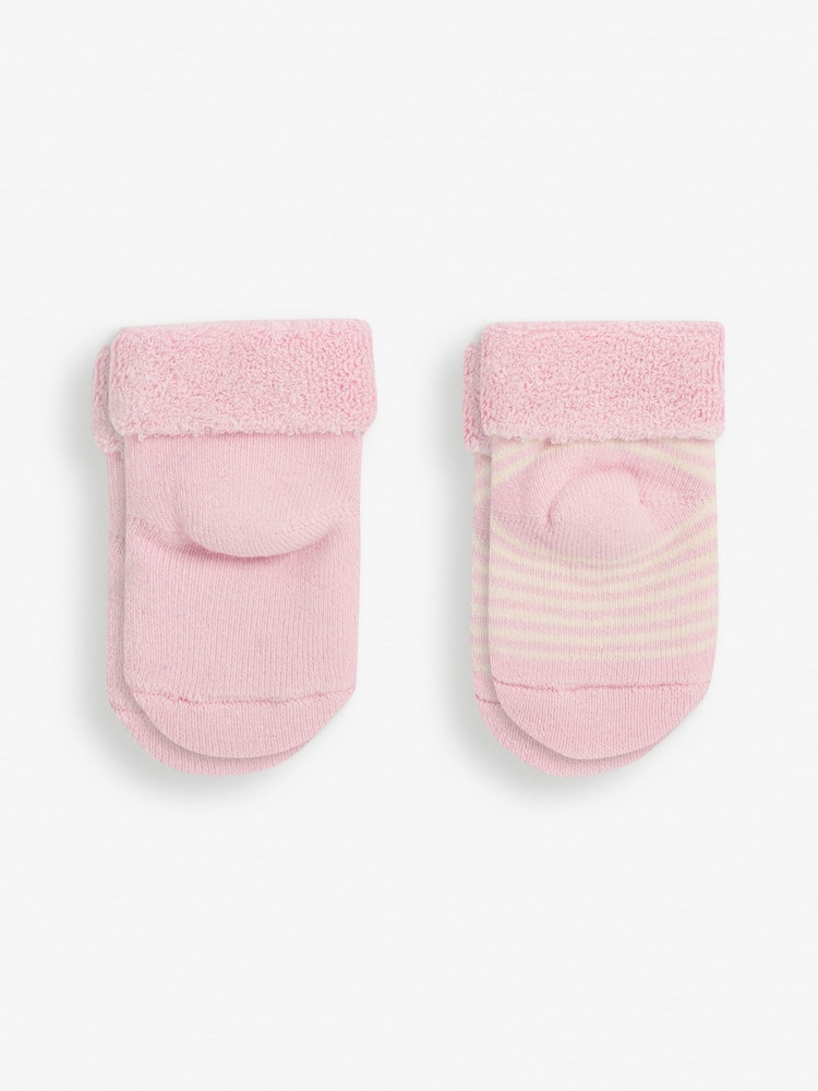 JoJo Maman Bébé Pastel Pink Mouse 2-Pack Baby Socks - Image 2 of 2