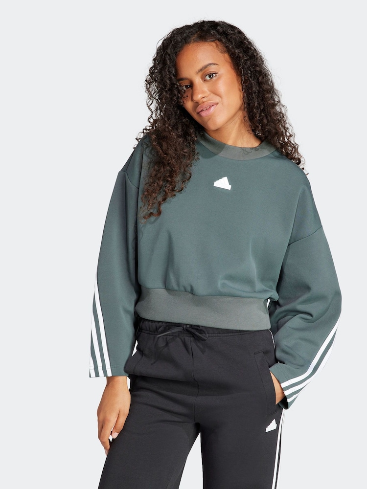 Grün - adidas Sportswear Future Icons Sweatshirt mit 3 Streifen - Bild 1 von 7