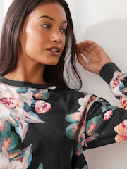 Black Floral Supersoft Cosy Pyjamas - Image 4 of 8