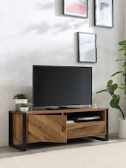 Dark Bronx Chevron Oak Effect Up to 50 inch Slim TV Unit - Image 3 of 12
