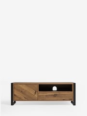 Dark Bronx Chevron Oak Effect Up to 50 inch Slim TV Unit - Image 4 of 12