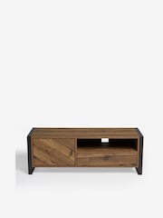 Dark Bronx Chevron Oak Effect Up to 50 inch Slim TV Unit - Image 9 of 12