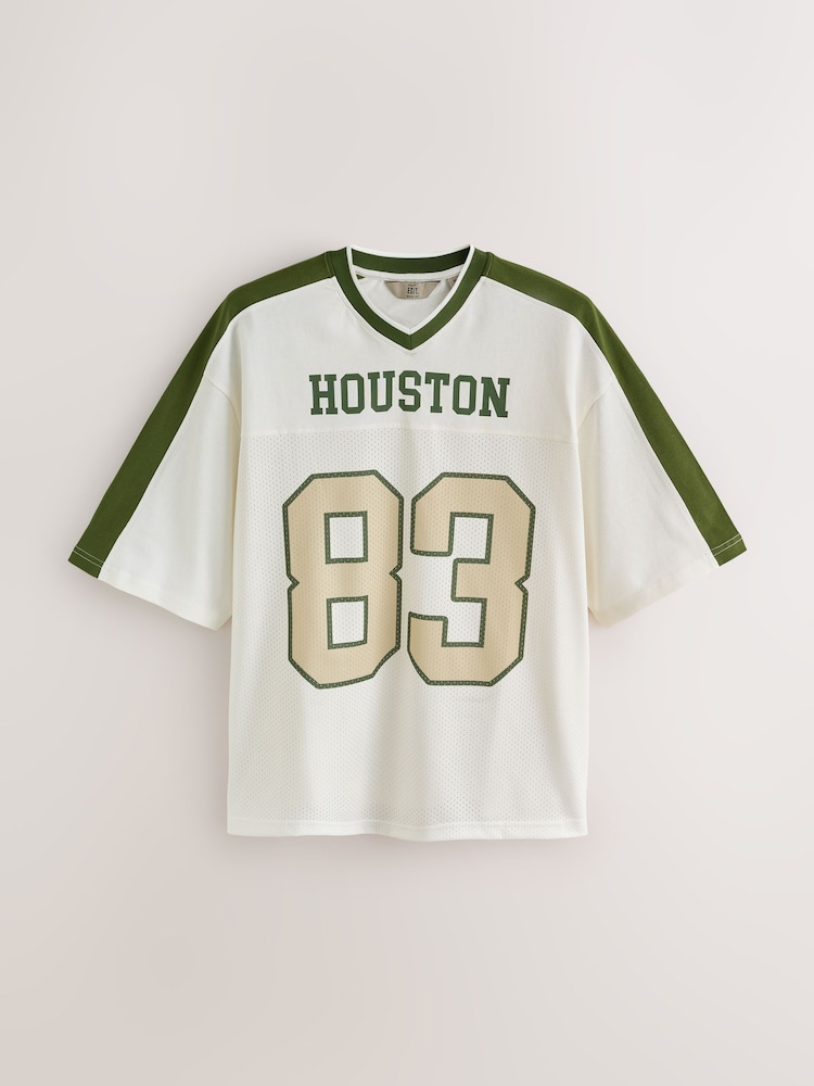 White Houston EDIT American Football T-Shirt - Image 1 of 3 White Houston EDIT American Football T-Shirt - Image 1 of 3
