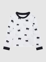 Reiss Optic White Bernard Slim Fit Cotton Motif Pyjama Top - Image 2 of 6