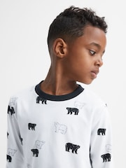 Reiss Optic White Bernard Slim Fit Cotton Motif Pyjama Top - Image 4 of 6
