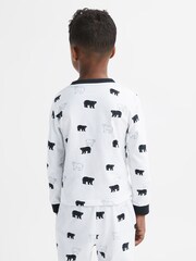 Reiss Optic White Bernard Slim Fit Cotton Motif Pyjama Top - Image 5 of 6