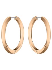 BOSS Gold Plated Signature Carnation IP Hoop Earrings - Image 1 of 2