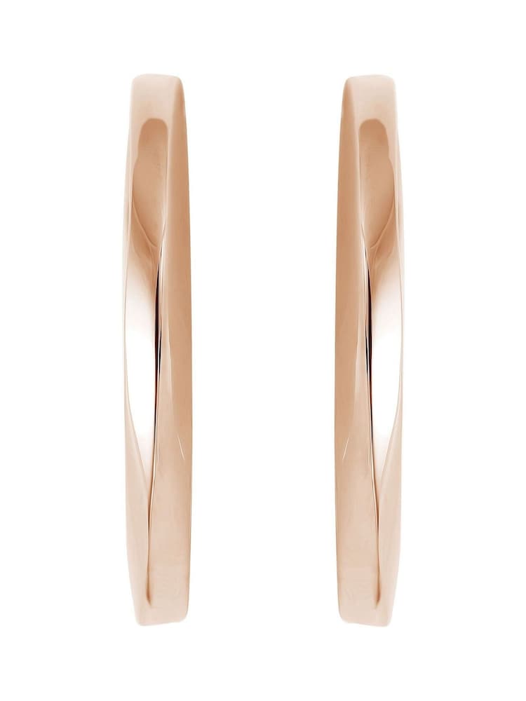 BOSS Gold Plated Signature Carnation IP Hoop Earrings - Image 2 of 2