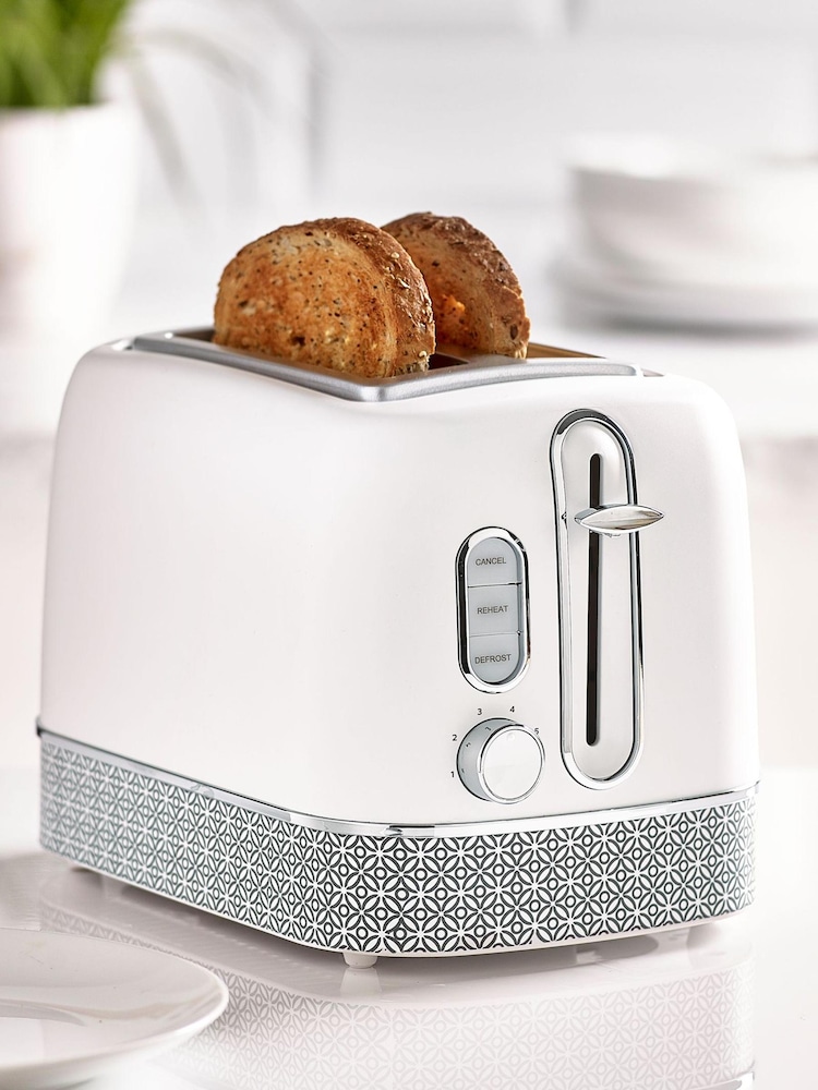 White Geometric 2 Slice Toaster - Image 1 of 4