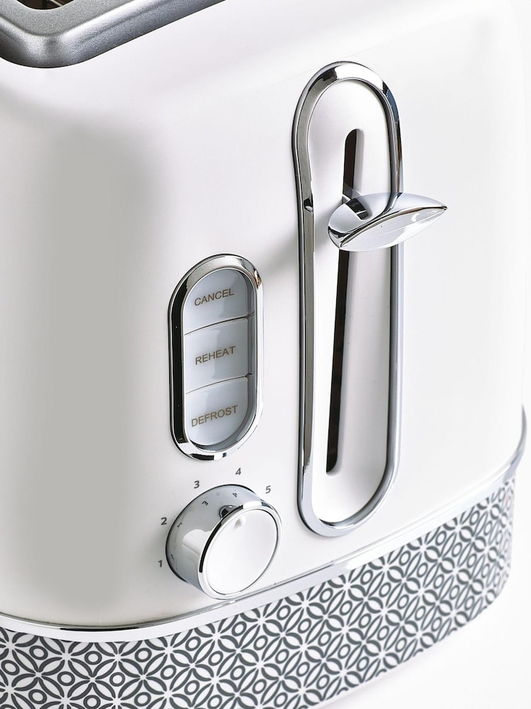White Geometric 2 Slice Toaster - Image 2 of 4