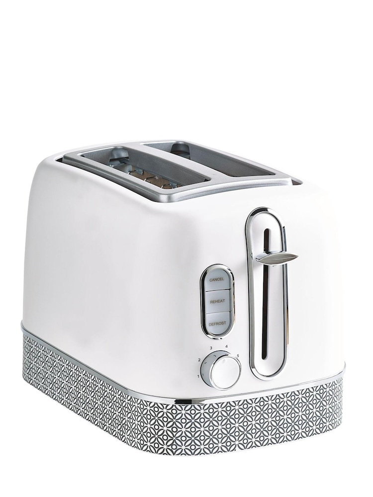 White Geometric 2 Slice Toaster - Image 4 of 4