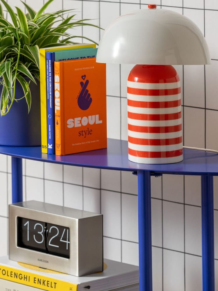 Leitmotiv Bright Orange White Rayado Bright Table Lamp - Image 1 of 3