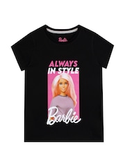 Character Black Barbie Print Short Sleeve 100% Cotton T-Shirt - Image 1 of 2