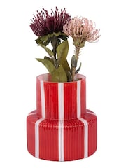 Present Time Bright Scarlet Red Rayado Retro Wide Vase - Image 2 of 3