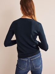 Boden Blue V-Neck Catriona Cotton Jumper - Image 2 of 5