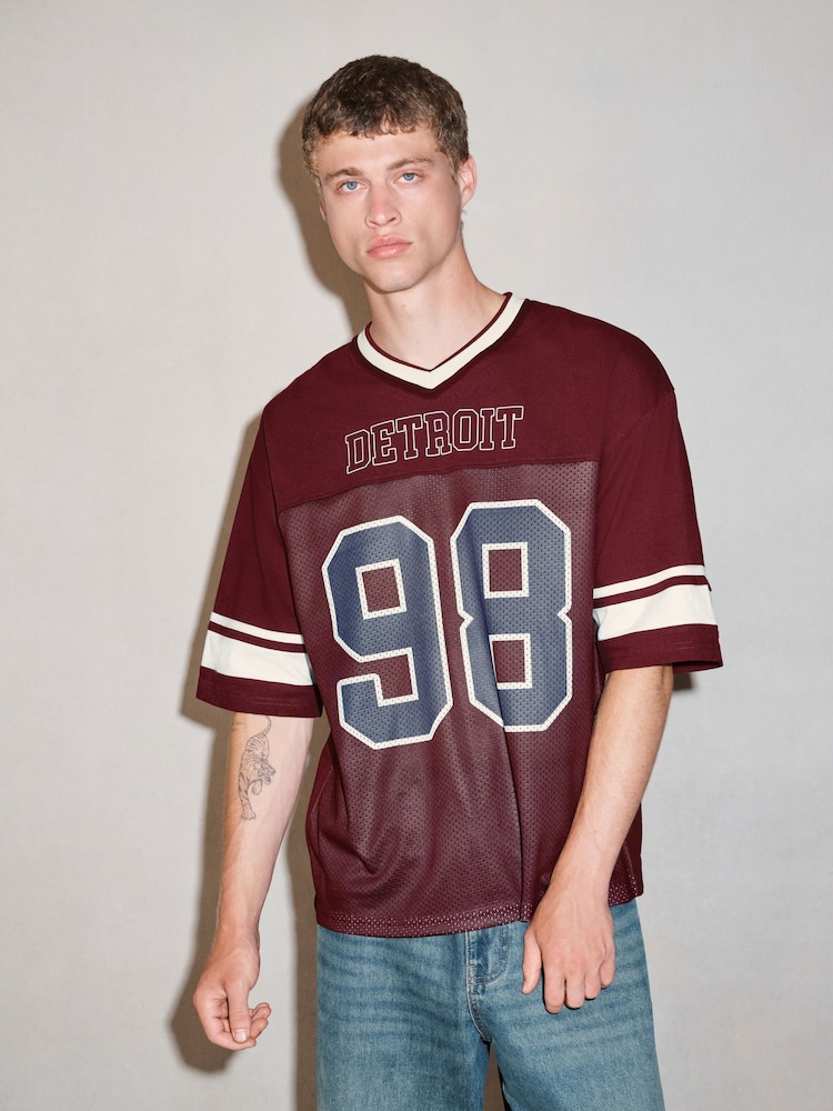 Red Detroit EDIT American Football T-Shirt - Image 2 of 4 Red Detroit EDIT American Football T-Shirt - Image 2 of 4